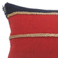 14" X 36" Tan And Navy Blue Lumbar Striped Cotton Blend Throw Pillow Cover with Fringe