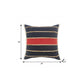 24" Tan And Navy Blue Striped Cotton Blend Throw Pillow Cover with Fringe