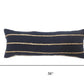 14" X 36" Blue And Brown Lumbar Beach Striped Cotton Blend Throw Pillow Cover with Fringe And Texture