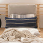 14" X 36" Blue And Brown Lumbar Beach Striped Cotton Blend Throw Pillow Cover