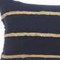14" X 36" Blue And Brown Lumbar Beach Striped Cotton Blend Throw Pillow Cover with Fringe And Texture