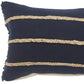 14" X 36" Blue And Brown Lumbar Beach Striped Cotton Blend Throw Pillow Cover with Fringe And Texture