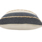 24" Beige And Blue Beach Striped Cotton Blend Throw Pillow Cover with Fringe And Texture