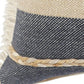 24" Beige And Blue Beach Striped Cotton Blend Throw Pillow Cover with Fringe And Texture