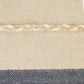 24" Beige And Blue Beach Striped Cotton Blend Throw Pillow Cover with Fringe And Texture