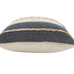 20" Beige And Blue Beach Striped Cotton Blend Throw Pillow Cover with Fringe And Texture