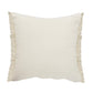 20" Beige And Blue Beach Striped Cotton Blend Throw Pillow Cover with Fringe And Texture