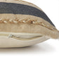14" X 36" Beige And Blue Lumbar Beach Striped Cotton Blend Throw Pillow Cover with Fringe And Texture