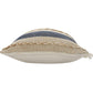 24" Beige And Blue Beach Striped Cotton Blend Throw Pillow Cover with Fringe And Texture