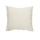 24" Beige And Blue Beach Striped Cotton Blend Throw Pillow Cover with Fringe And Texture