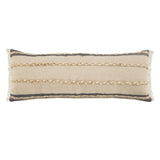 14" X 36" Beige And Black Lumbar Beach Striped Cotton Blend Throw Pillow Cover