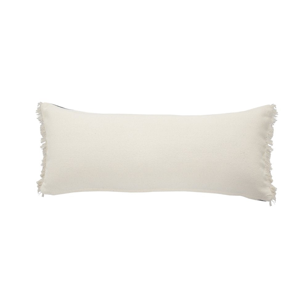 14" X 36" Beige And Black Lumbar Beach Striped Cotton Blend Throw Pillow Cover