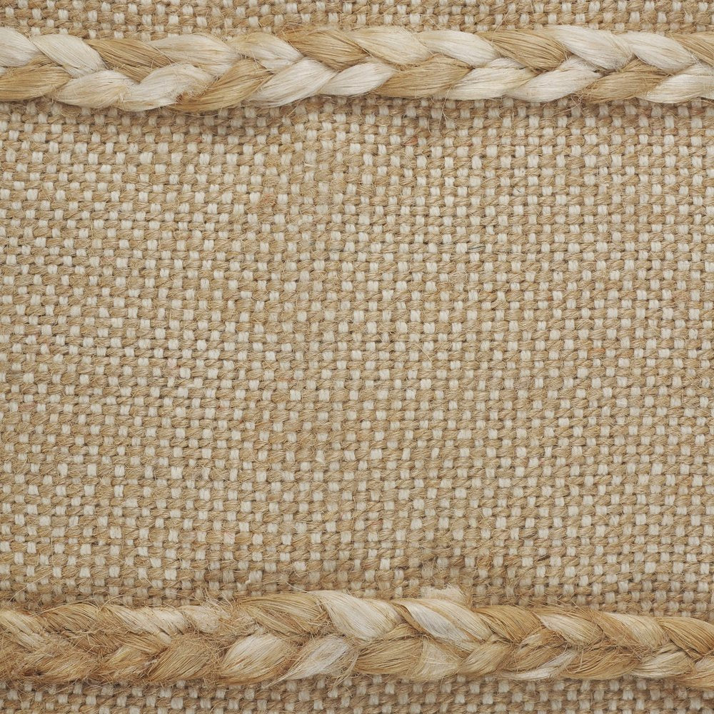 24" Beige And Black Beach Striped Cotton Blend Throw Pillow Cover with Fringe And Texture