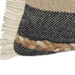 20" Beige And Black Beach Striped Cotton Blend Throw Pillow Cover with Fringe And Texture