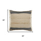 20" Beige And Black Beach Striped Cotton Blend Throw Pillow Cover with Fringe And Texture