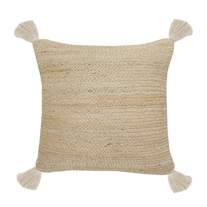 20" Beige Jute Throw Pillow Cover