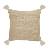 20" Beige Jute Throw Pillow Cover