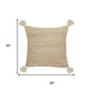 20" Beige Jute Throw Pillow Cover