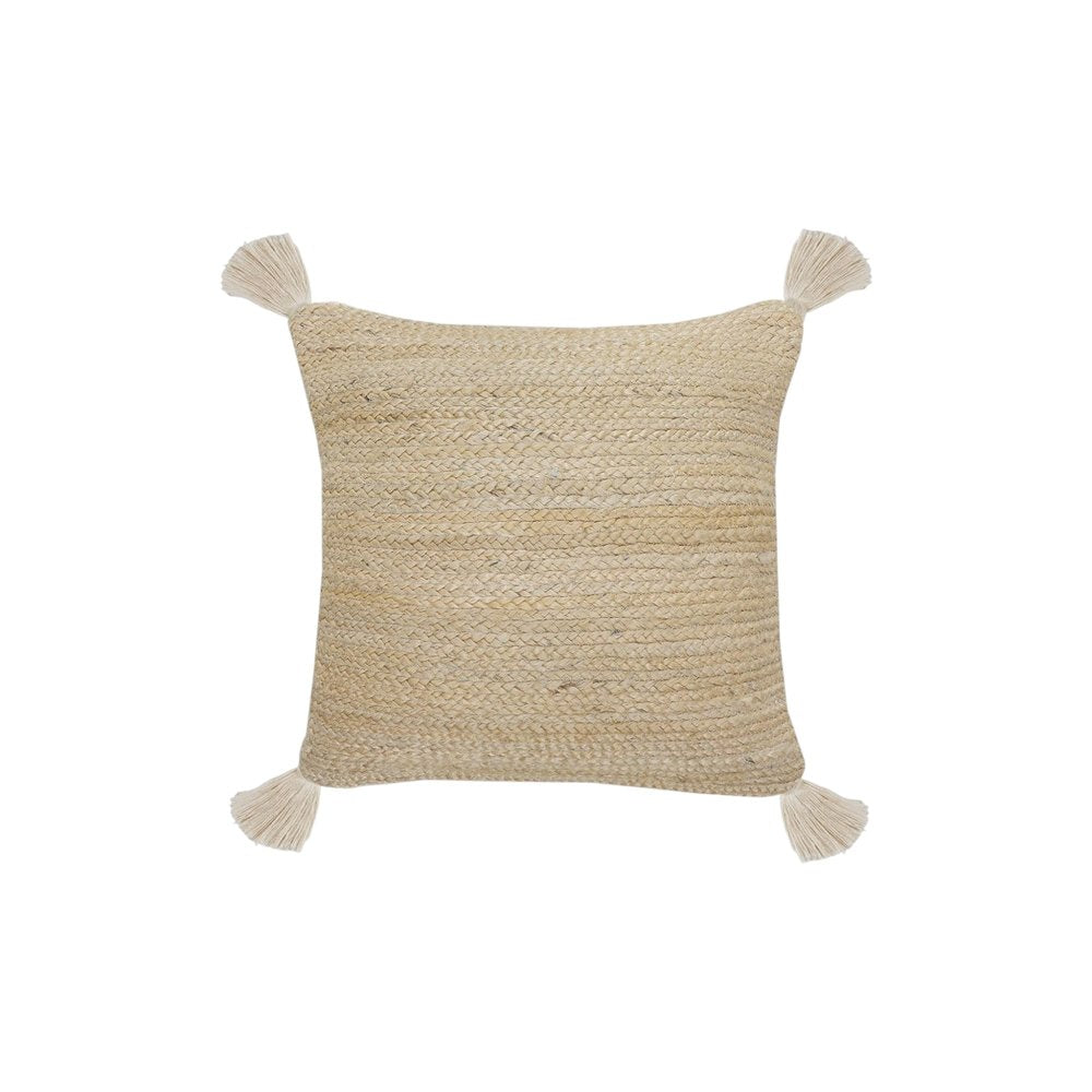 20" Beige Jute Throw Pillow Cover