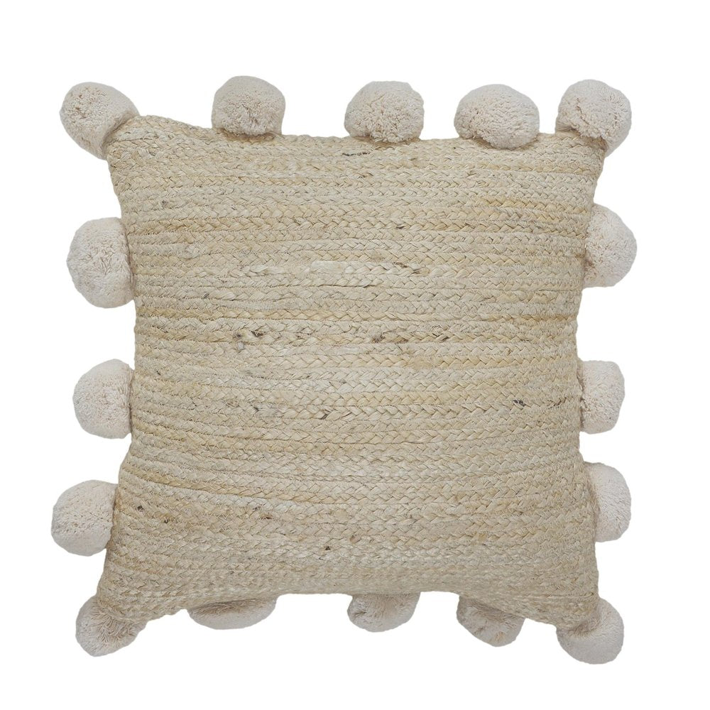 20" Tan And Brown Cotton Blend Throw Pillow Cover