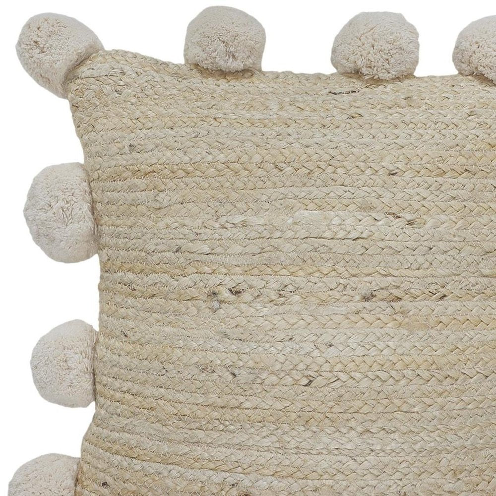 20" Tan And Brown Cotton Blend Throw Pillow Cover