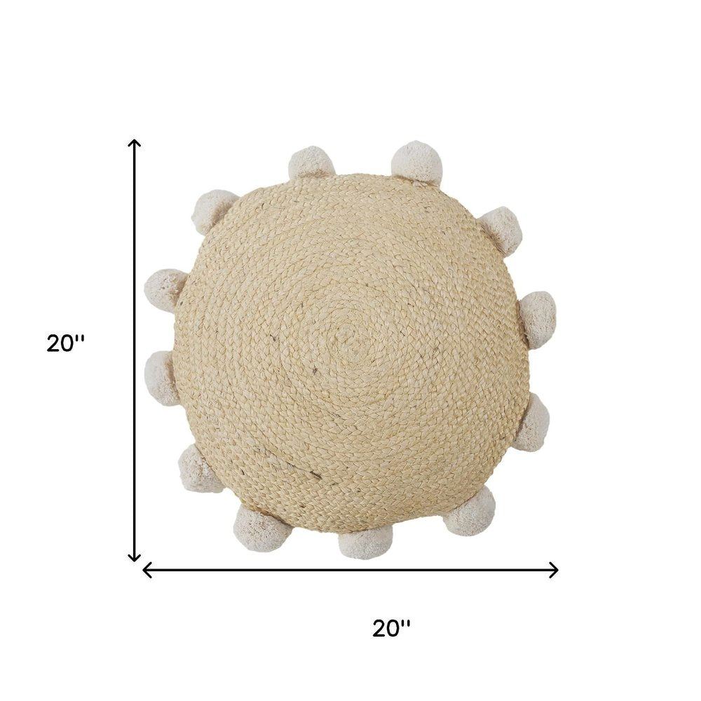 20" Tan And Brown Cotton Blend Throw Pillow Cover