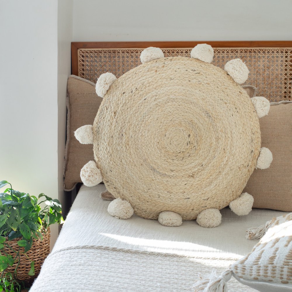 20" Tan And Brown Cotton Blend Throw Pillow Cover