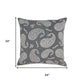 24" Gray And White Paisley Cotton Throw Pillow Cover