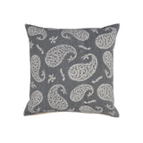24" Gray And White Paisley Cotton Throw Pillow Cover