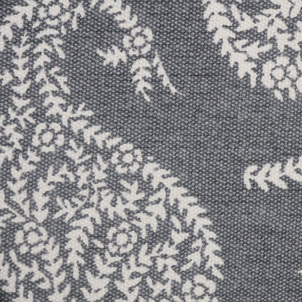 24" Gray And White Paisley Cotton Throw Pillow Cover