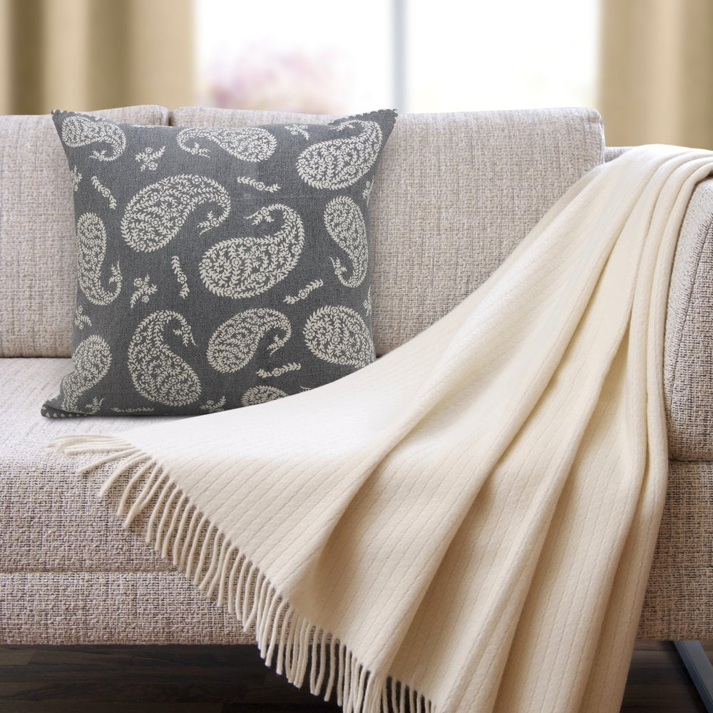 24" Gray And White Paisley Cotton Throw Pillow Cover