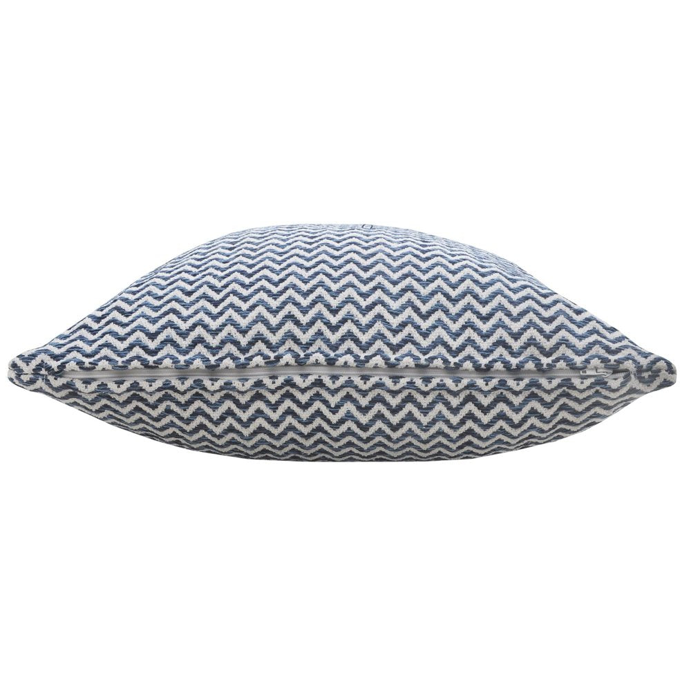22" Blue And White Chevron Cotton Throw Pillow Cover