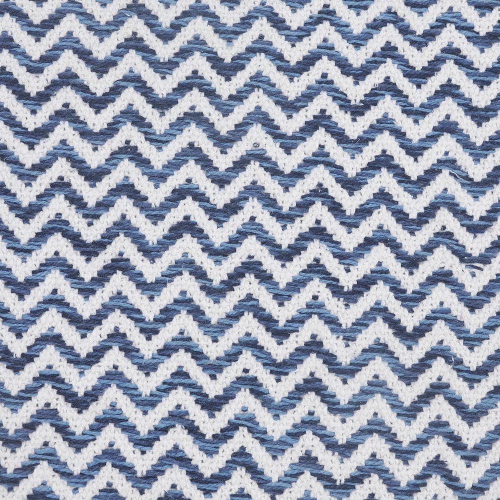 22" Blue And White Chevron Cotton Throw Pillow Cover