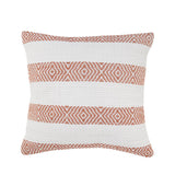 20" White And Orange Diamond Cotton Throw Pillow Cover