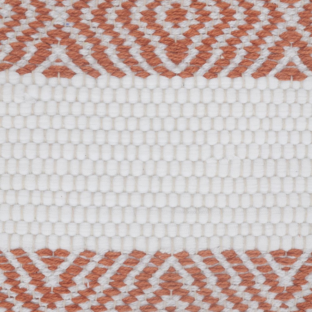 20" White And Orange Diamond Cotton Throw Pillow Cover