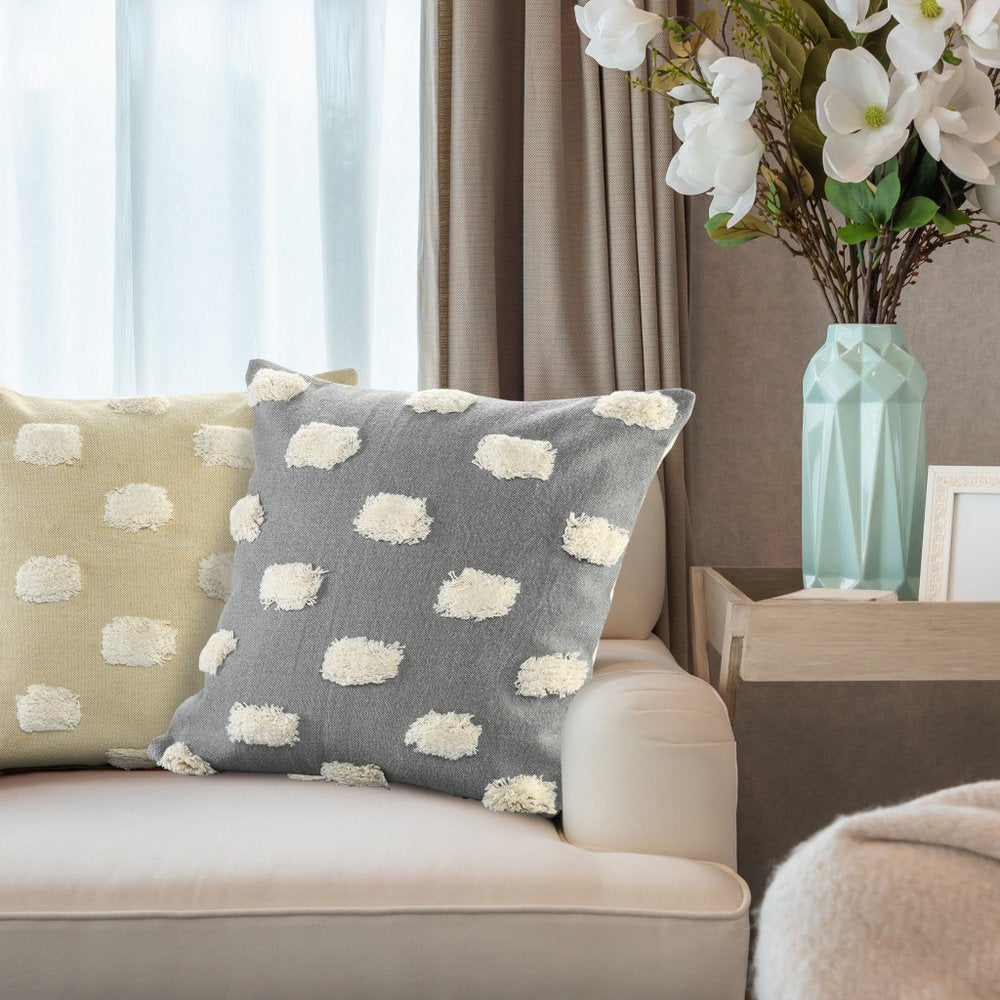 20" Gray And Cream Abstract Cotton Throw Pillow Cover