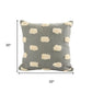 20" Gray And Cream Polka Dot Cotton Throw Pillow Cover with Tufts
