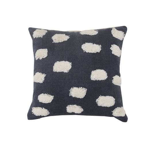 20" Blue And Cream Abstract Cotton Throw Pillow Cover