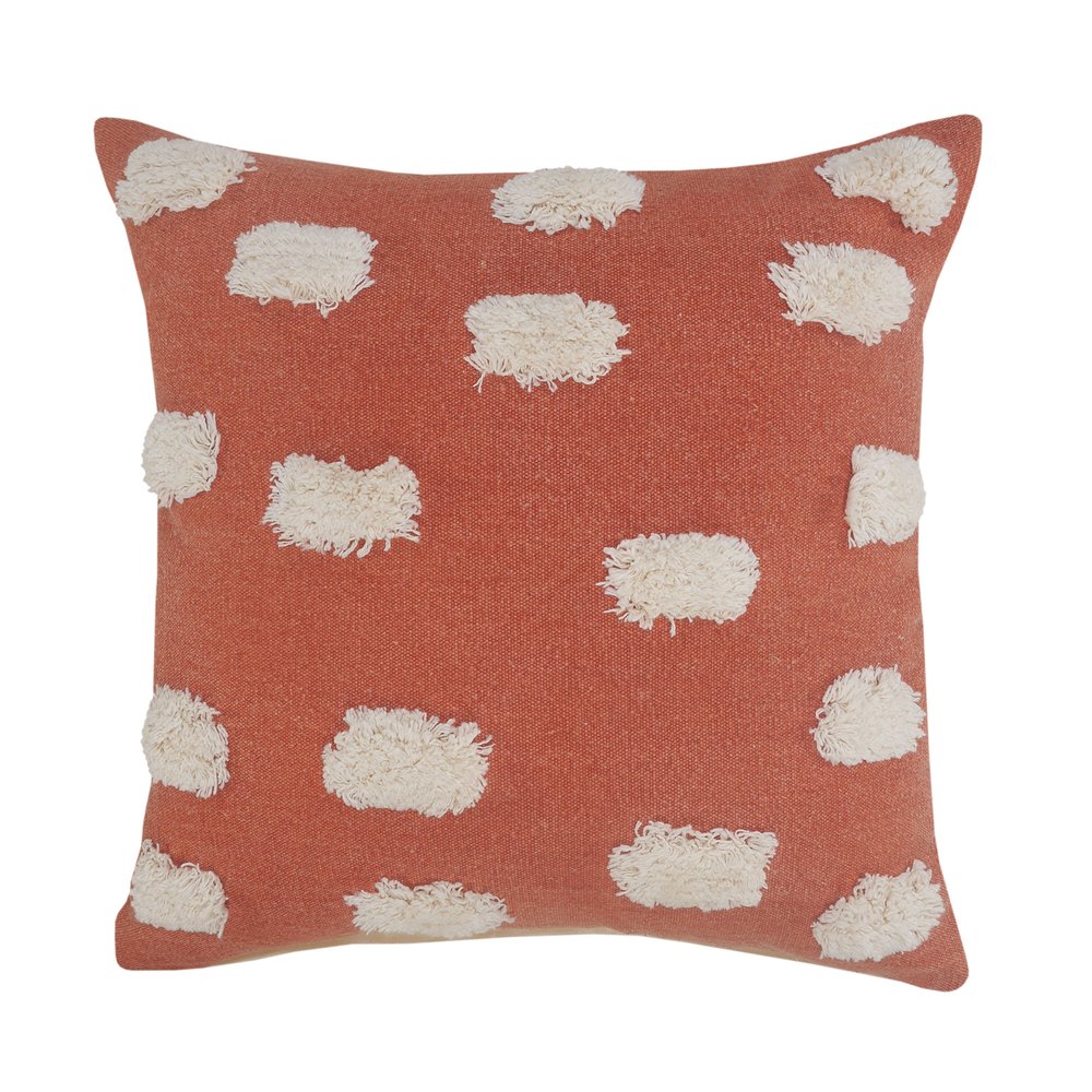 20" Orange And Cream Abstract Cotton Throw Pillow Cover