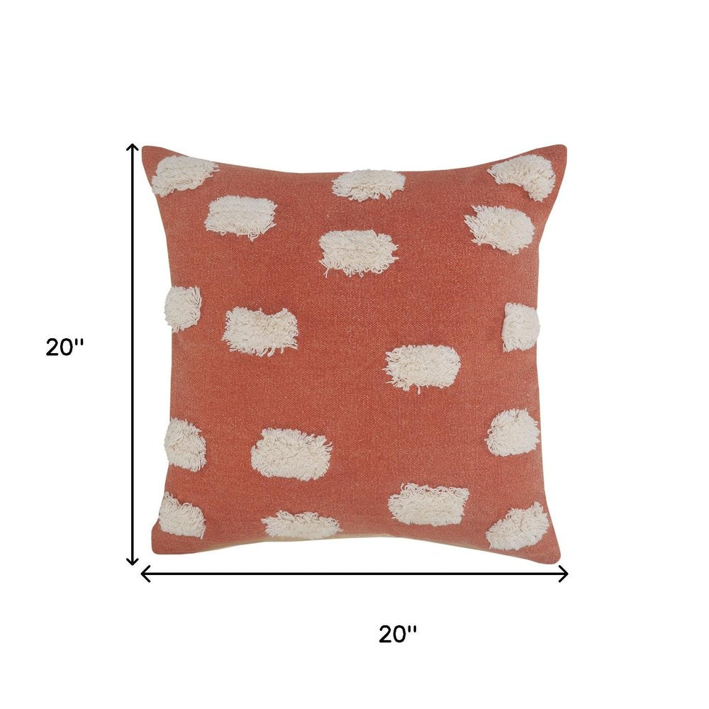 20" Orange And Cream Abstract Cotton Throw Pillow Cover