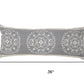 14" X 36" Gray And White Lumbar Medallion Cotton Throw Pillow Cover