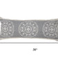 14" X 36" Gray And White Lumbar Medallion Cotton Throw Pillow Cover with Texture