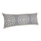 14" X 36" Gray And White Lumbar Medallion Cotton Throw Pillow Cover with Texture