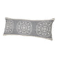 14" X 36" Gray And White Lumbar Medallion Cotton Throw Pillow Cover
