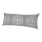 14" X 36" Gray And White Lumbar Medallion Cotton Throw Pillow Cover with Texture