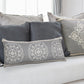 14" X 36" Gray And White Lumbar Medallion Cotton Throw Pillow Cover