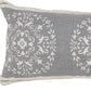 14" X 36" Gray And White Lumbar Medallion Cotton Throw Pillow Cover