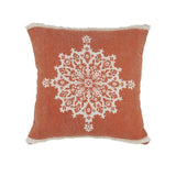 20" Orange And White Medallion Cotton Throw Pillow Cover with Texture
