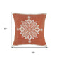 20" Orange And White Medallion Cotton Throw Pillow Cover with Texture