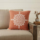 20" Orange And White Medallion Cotton Throw Pillow Cover with Texture